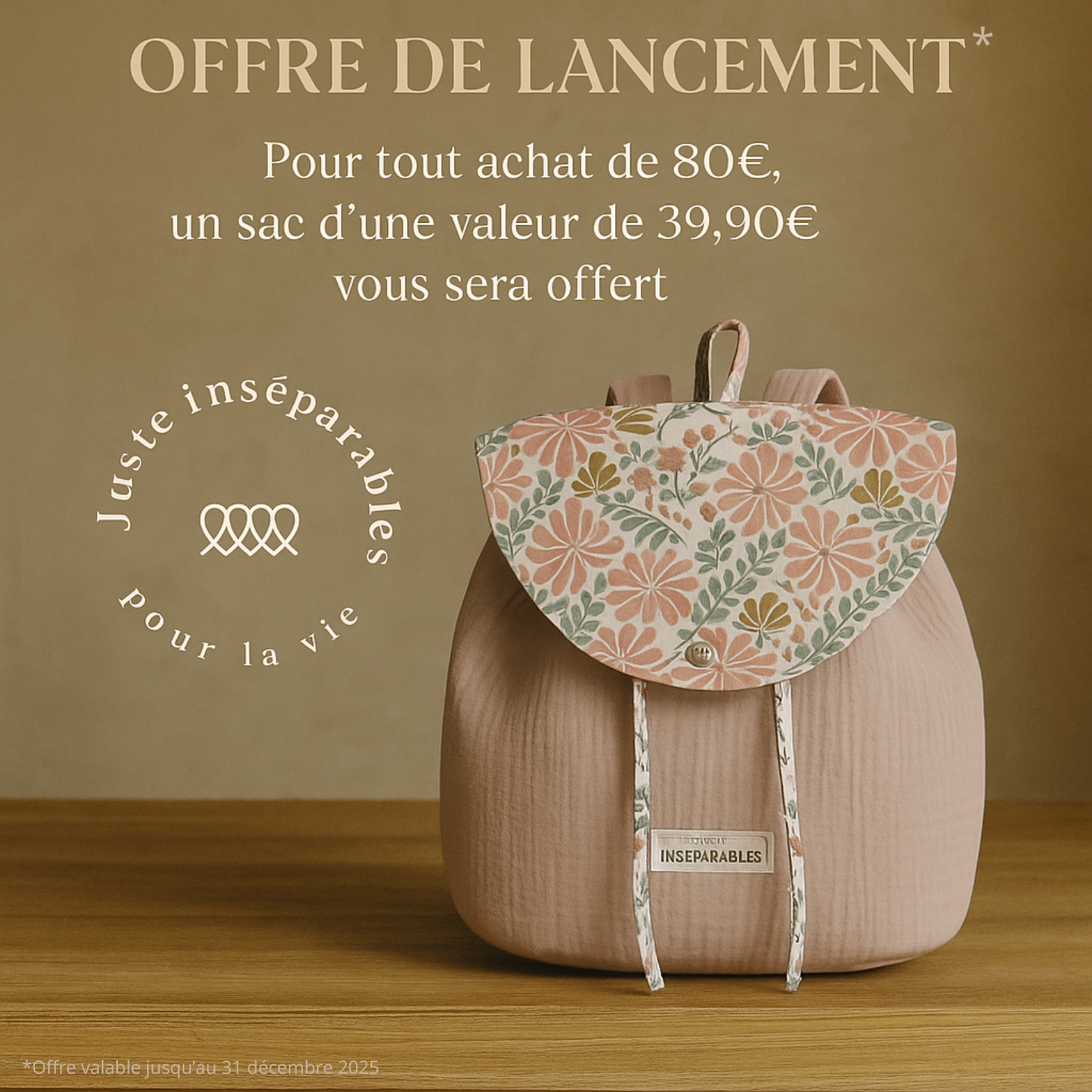 SAC A DOS ROSE FLEURI