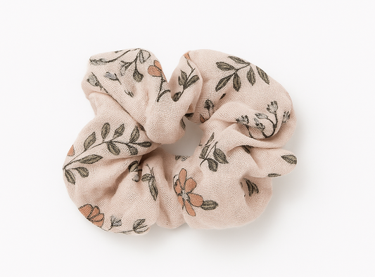 CHOUCHOU POUR CHEVEUX FLEURI BEIGE/SAFRAN