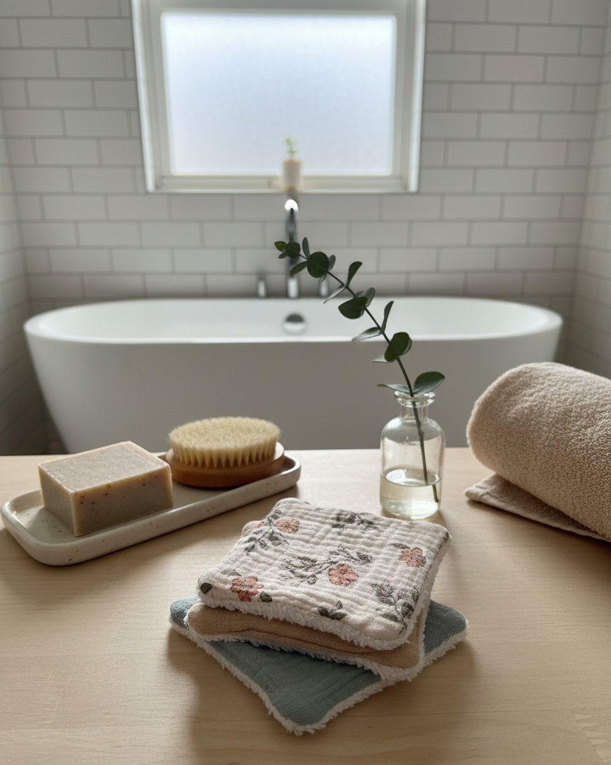 LOT LINGETTES LAVABLES VERT LATTE