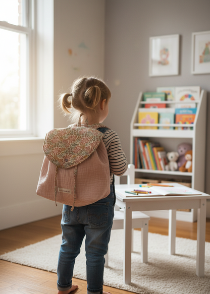 SAC A DOS ROSE FLEURI