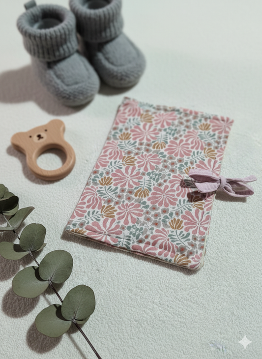 PROTEGE CARNET DE SANTE FLEURI ROSA