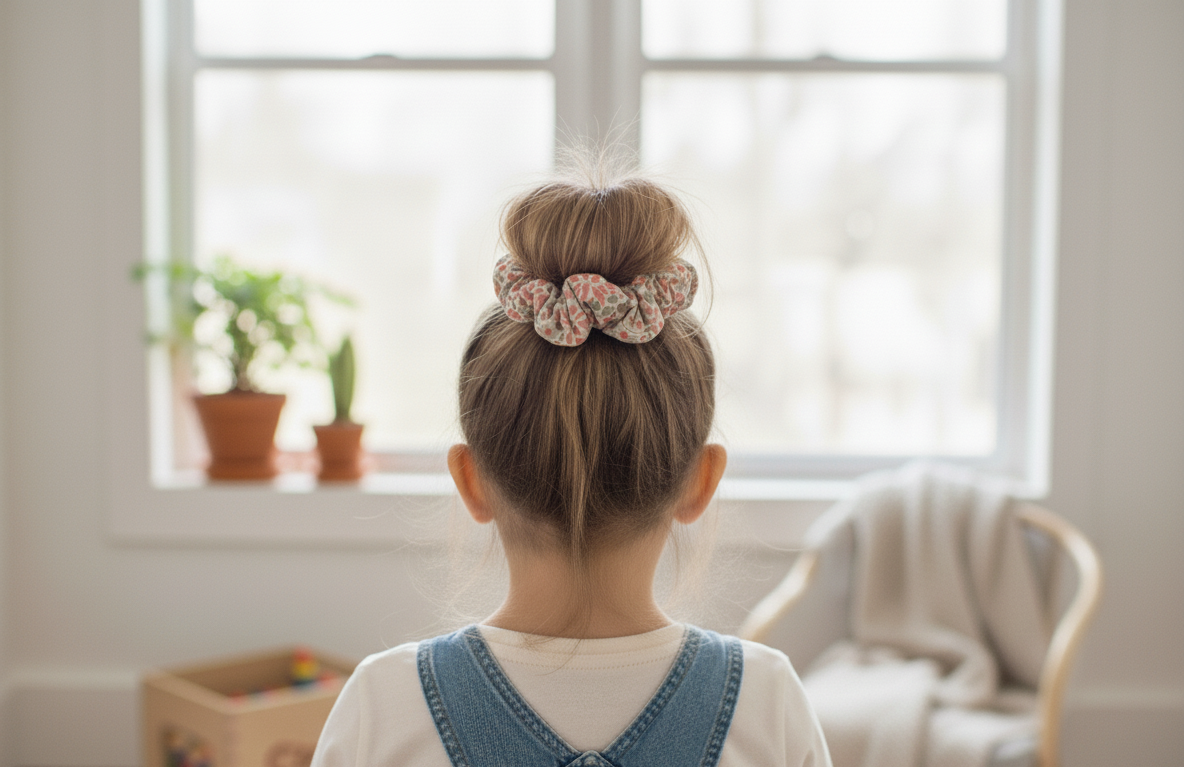 CHOUCHOU POUR CHEVEUX FLEURI ROSE