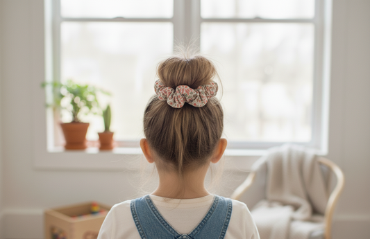 CHOUCHOU POUR CHEVEUX FLEURI ROSE