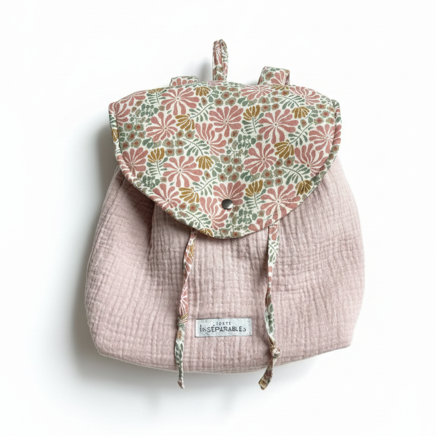 SAC A DOS ROSE FLEURI